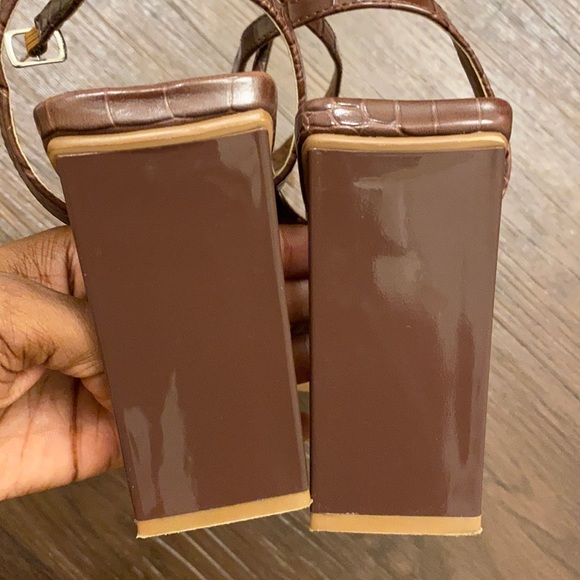 ✨HOST PICK✨ Chocolate Croc Embossed Square Toe Heels ✨ - Picture 8 of 8